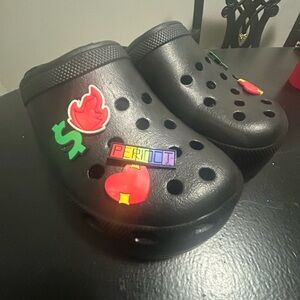 Black Clogs with Fun Charms